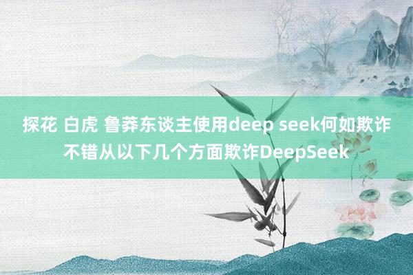 探花 白虎 鲁莽东谈主使用deep seek何如欺诈不错从以下几个方面欺诈DeepSeek